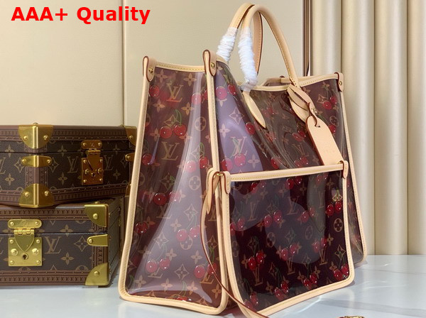 LV x TM Onthego GM Handbag in Monogram Cherry Crystal M14306 Replica