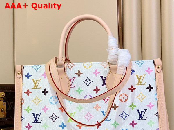 LV x TM Onthego MM Handbag in White Multicolored Monogram Coated Canvas M13079 Replica