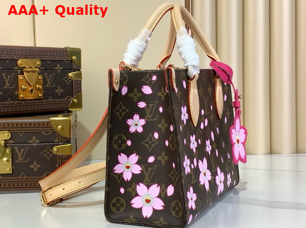 LV x TM Onthego PM Handbag in Sakura Brown Cherry Blossom Monogram Coated Canvas M13269 Replica