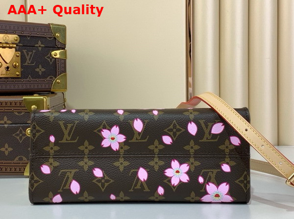 LV x TM Onthego PM Handbag in Sakura Brown Cherry Blossom Monogram Coated Canvas M13269 Replica