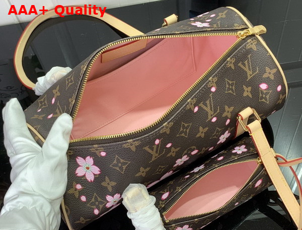 LV x TM Papillon Handbag Sakura Brown Cherry Blossom Monogram Coated Canvas M13097 Replica