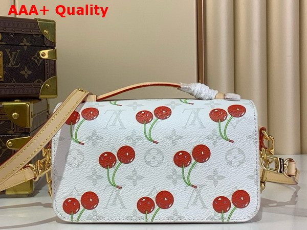 LV x TM Pochette Metis East West Handbag in White Monogram Cherry Coated Canvas M14231 Replica