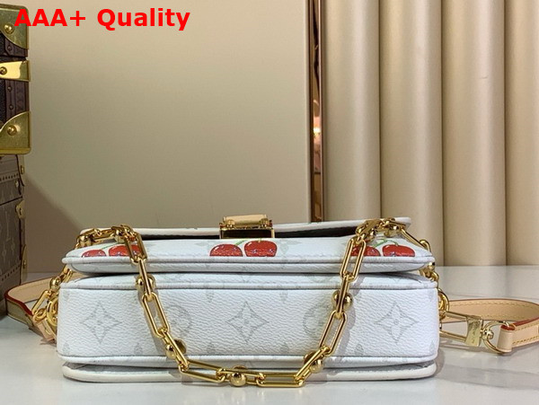 LV x TM Pochette Metis East West Handbag in White Monogram Cherry Coated Canvas M14231 Replica