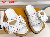 LV x TM Pool Pillow Flat Comfort Mule in Blanc Multicolored Nylon 1AGVQO Replica