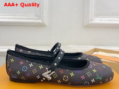 LV x TM Romy Flat Ballerina Pump in Black Multicolored Monogram Coated Canvas 1AGVC8 Replica
