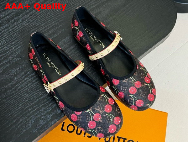 LV x TM Romy Flat Ballerina in Monogram Cherry Coated Canvas Replica