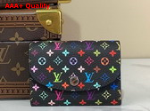 LV x TM Rosalie Coin Purse in Black Multicolored Monogram Coated Canvas Replica