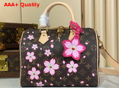 LV x TM Speedy Bandouliere 25 in Sakura Brown Cherry Blossom Monogram Coated Canvas M14174 Replica