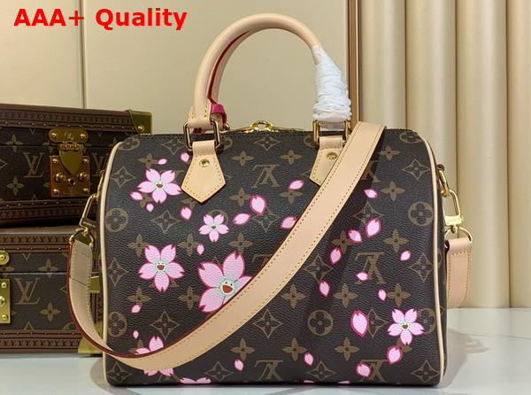 LV x TM Speedy Bandouliere 25 in Sakura Brown Cherry Blossom Monogram Coated Canvas M14174 Replica