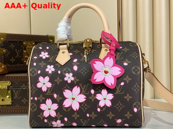 LV x TM Speedy Bandouliere 25 in Sakura Brown Cherry Blossom Monogram Coated Canvas M14174 Replica