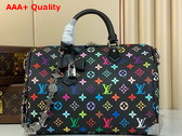 LV x TM Speedy Soft 30 Black Multicolored Monogram Coated Canvas M13257 Replica