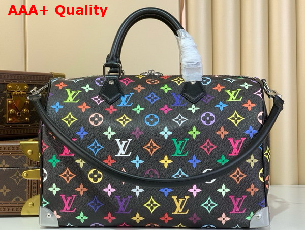 LV x TM Speedy Soft 30 Handbag in Black Multicolored Monogram Coated Canvas M13257 Replica