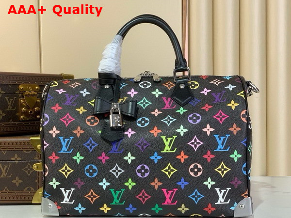 LV x TM Speedy Soft 30 Handbag in Black Multicolored Monogram Coated Canvas M13257 Replica