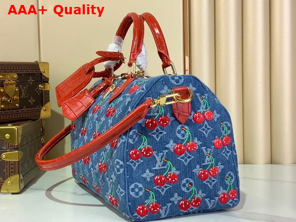 LV x TM Speedy Soft Bandouliere 30 in Monogram Cherry Denim M47627 Replica