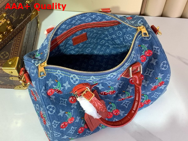 LV x TM Speedy Soft Bandouliere 30 in Monogram Cherry Denim M47627 Replica