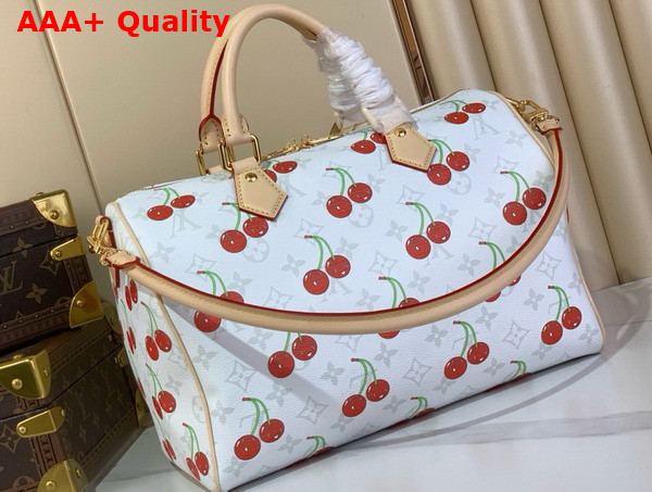 LV x TM Speedy Soft Bandouliere 30 in White Monogram Cherry Coated Canvas M14238 Replica