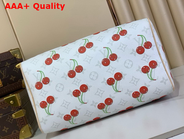LV x TM Speedy Soft Bandouliere 30 in White Monogram Cherry Coated Canvas M14238 Replica