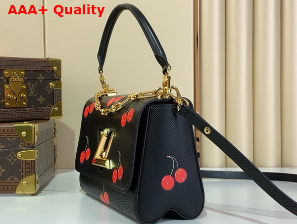 LV x TM Twist MM Handbag in Black Epi Grained Cowhide Leather with Playful Cherry Motifs M14094 Replica