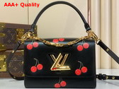 LV x TM Twist MM Handbag in Black Epi Grained Cowhide Leather with Playful Cherry Motifs M14094 Replica