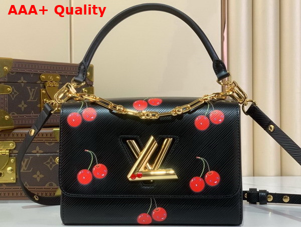 LV x TM Twist MM Handbag in Black Epi Grained Cowhide Leather with Playful Cherry Motifs M14094 Replica
