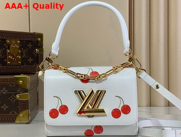 LV x TM Twist PM Handbag in White Epi Grained Cowhide Leather with Playful Cherry Motifs M13239 Replica