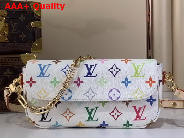 LV x TM Wallet On Chain Ivy in White Multicolored Monogram Canvas Replica