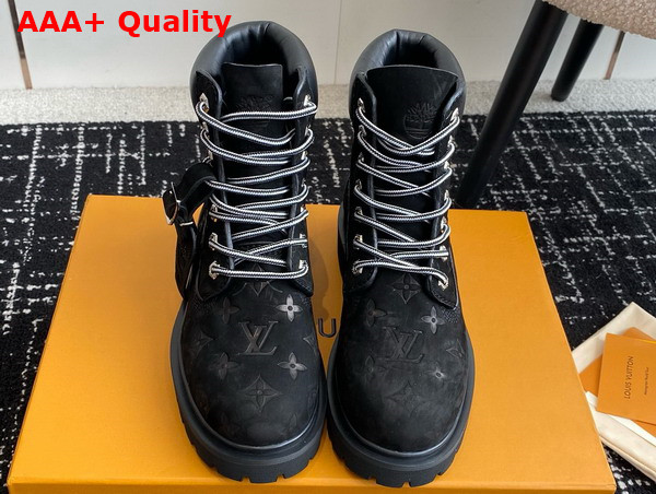 LV x Timberland 6in Ankle Boot in Black Monogram Embossed Waterproof Nubuck Calf Leather 1AD73D Replica