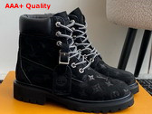 LV x Timberland 6in Ankle Boot in Black Monogram Embossed Waterproof Nubuck Calf Leather 1AD73D Replica