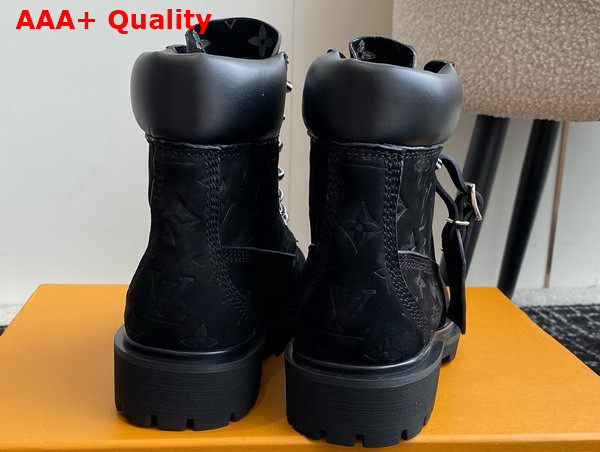 LV x Timberland 6in Ankle Boot in Black Monogram Embossed Waterproof Nubuck Calf Leather 1AD73D Replica