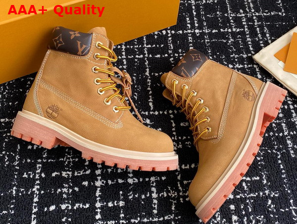 LV x Timberland Ankle Boot in Beige Grained Nubuck Calf Leather for Women 1AD74X Replica