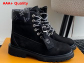 LV x Timberland Ankle Boot in Black Grained Nubuck Calf Leather for Women 1AD75B Replica