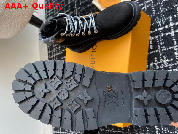 LV x Timberland Ankle Boot in Black Grained Nubuck Calf Leather for Women 1AD75B Replica