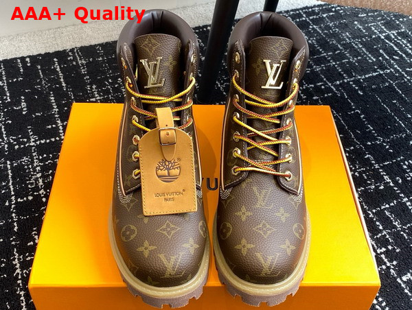 LV x Timberland Ankle Boot in Brown Monogram Leather Replica