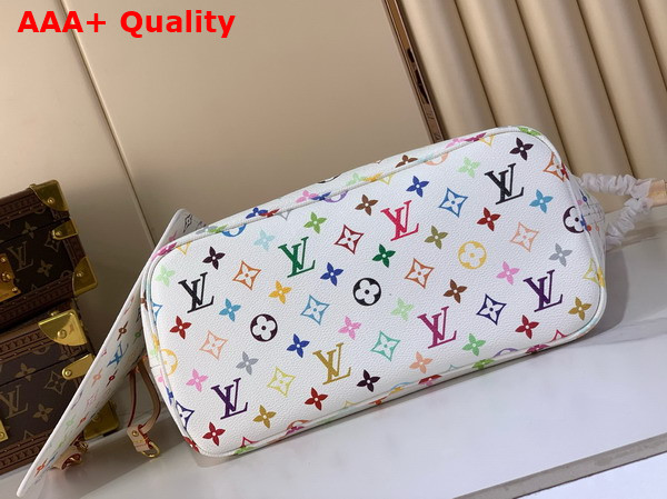 LV x Tm Neverfull MM Tote Bag in White Multicolored Monogram Canvas Replica