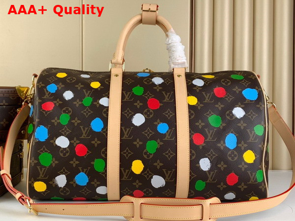 LV x YK Bandouliere Keepall 45 Monogram Coated Canvas with 3D Painted Dots Print M46377 Replica