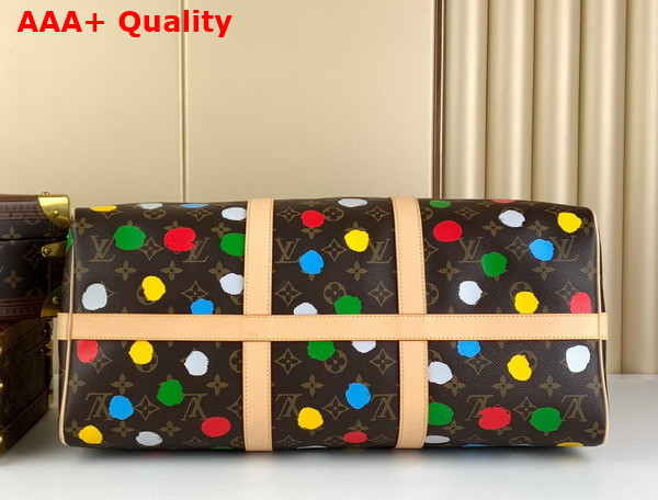 LV x YK Bandouliere Keepall 45 Monogram Coated Canvas with 3D Painted Dots Print M46377 Replica