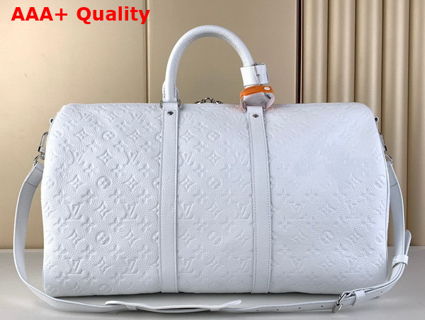 LV x YK Bandouliere Keepall 50 White Taurillon Monogram Cowhide with Psychedelic Flower Print M21678 Replica