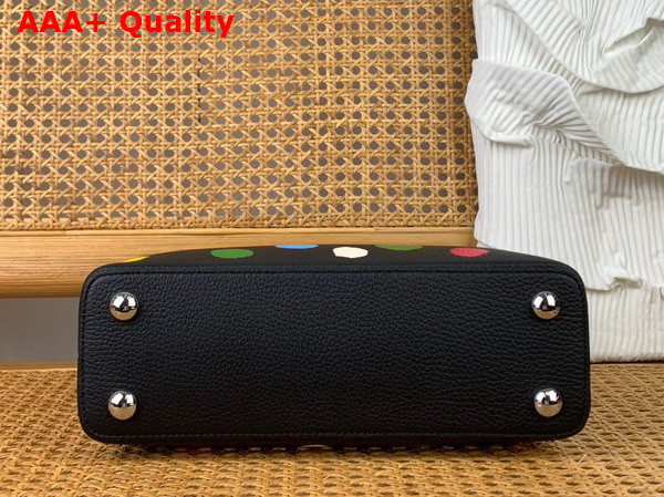 LV x YK Capucines BB Black Taurillon Bull Calf Leather with 3D Painted Dots Print Replica