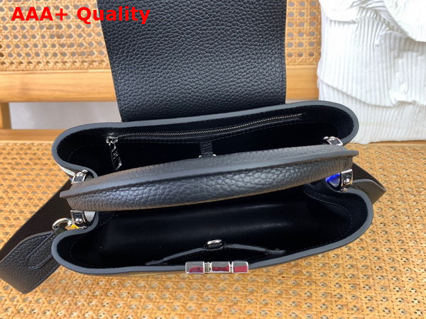 LV x YK Capucines BB Black Taurillon Bull Calf Leather with 3D Painted Dots Print Replica