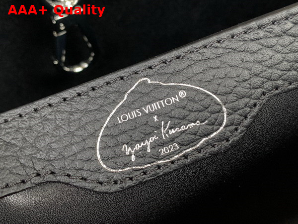 LV x YK Capucines BB Black Taurillon Bull Calf Leather with 3D Painted Dots Print Replica
