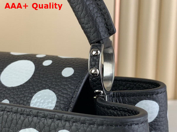 LV x YK Capucines BB Black and White Taurillon Bull Calf Leather with Infinity Dots Print M21691 Replica