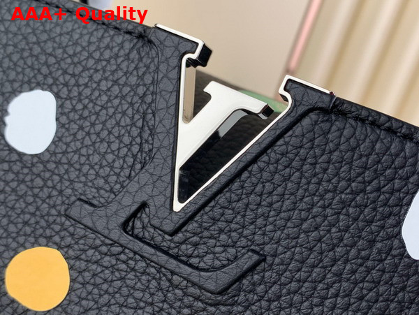 LV x YK Capucines BB Handbag Black Taurillon Bull Calf Leather with 3D Painted Dots Print Replica