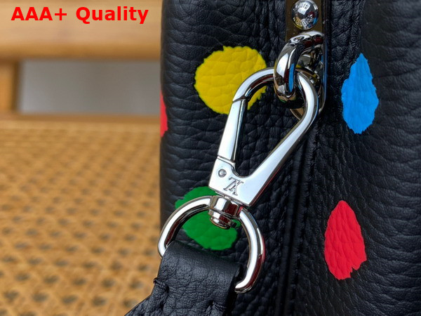 LV x YK Capucines Mini Black Taurillon Bull Calf Leather with 3D Painted Dots Print Replica