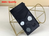 LV x YK Coin Card Holder Black and Silver Monogram Eclipse Coated Canvas with 3D Painted Dots Print M81930 Replica