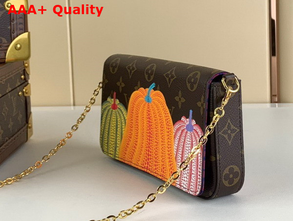 LV x YK Felicie Pochette Monogram Coated Canvas with Pumpkin Print M82108 Replica