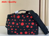 LV x YK Handle Soft Trunk Taurillon Monogram Cowhide with Infinity Dots Print Black and Red M21677 Replica