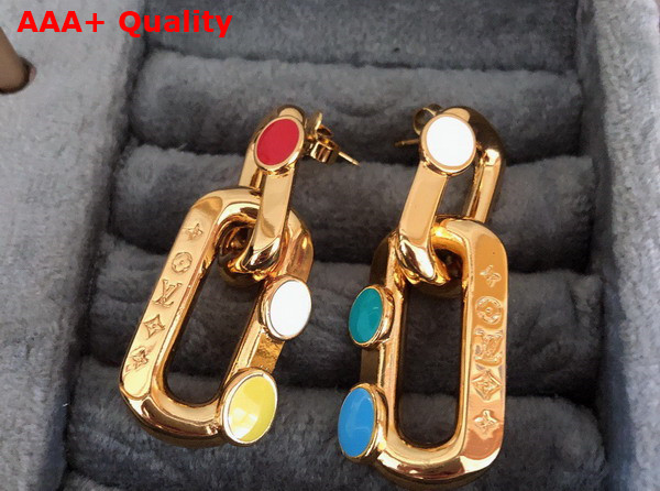 LV x YK LV Edge Painted Dots Earrings Gold Color Finish M01065 Replica