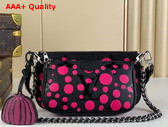 LV x YK Multi Pochette Accessoires Black and Fuchsia Monogram Empreinte Cowhide Leather with Infinity Dots Print M46421 Replica