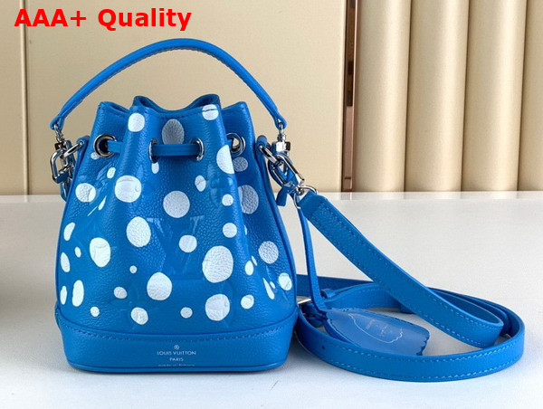 LV x YK Nano Noe Blue and White Embossed Grained Monogram Empreinte Cowhide Leather with Infinity Dots Print M81985 Replica
