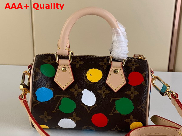 LV x YK Nano Speedy Monogram Coated Canvas with 3D Painted Dots Print M81979 Replica